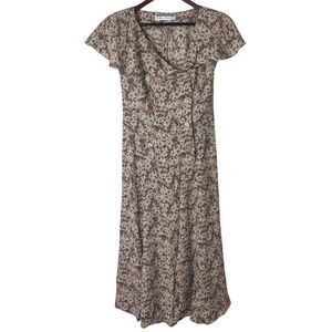 Vintage 90s White Wheeler & Martha Size 6 Floral Print Women's Maxi Dress